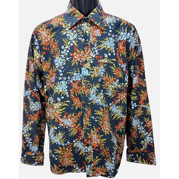 Kenneth Cole Mens Medium Floral Pattern Button-Up Shirt Cotton - Picture 1 of 6